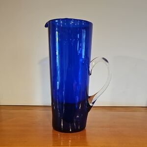 Elegant Blue Glass Pitcher